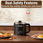 Topwit Hot Pot Electric, Electric Pot, 1.6L Ramen Cooker, Multifunctional Cooker for Pasta, Shabu-Shabu, Oatmeal, Soup and Egg with Over-Heating Protection, Boil Dry Protection, Black