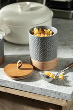 Miamolo Coffee Container Jar with Lid, Ceramic Food Storage Jars for Spice Sugar Cookie, Large Kitchen Canisters for Countertop Coffee Bar Accessories Housewarming Weeding Gift - Gray & 28 fl.oz