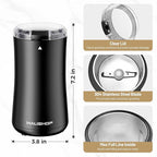 HAUSHOF Coffee Grinder Electric, One Touch Coffee Bean Grinder for Beans, Spices, Herbs and Seeds, Compact Design, with Clean Brush Black