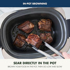 GreenPan Elite 14-in-1 Nonstick 6QT Electric Slow Cooker, PFAS-Free Ceramic Multi-Cooker, In-Pot Browning, Dishwasher Safe Lid & Removable Crock, Stainless Steel Steamer, Silicone Handles, Oxford Blue