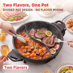 TWIN™ Electric Hot Pot with Divider | EvenHeat Cast Aluminum Non-Stick Pot for No-Spot Cooking | 1500W Fast Heating | Dual-Flavor Shabu Shabu Pot for | 1-Yr Warranty | Granite Black