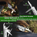 SHALL Multi Tool, 18-in-1 Multitool Pliers, Stainless Steel Multi-tool Pocket Knife w/Screwdriver Bit & Universal Socket, Self-locking Multipurpose Tool w/Sheath for Camping Fishing Survival Hunting
