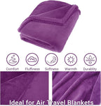 Travel Blanket & Pillow Set, 300 GSM Soft Fleece, 60x43 Inches, 3-in-1 Airplane Blanket, Travel Pillow and Blanket Set, Travel Blanket Airplane Compact with Bag, Travel Essentials, Violet