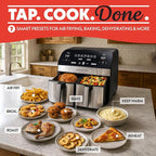 Gourmia Dual Basket Air Fryer - 10 Qt Large Capacity, FryForce360º, Digital Display with 7 Presets, Roast, Bake, Broil, Dehydrate, Match Cook, Sync Finish, Dishwasher Safe Accessories, Black