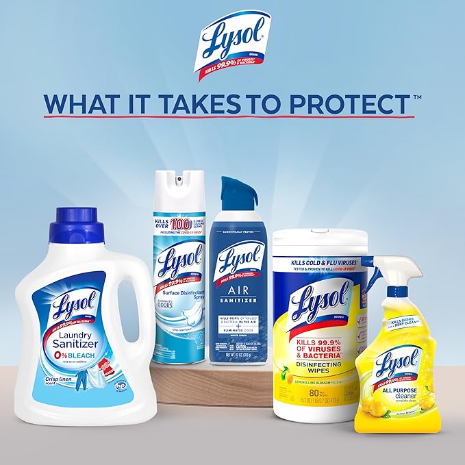 Lysol All Purpose Cleaner Spray, Multi-Purpose Disinfecting Spray, Kitchen & Bathroom Cleaner, Lemon Breeze, Lavender, Mango 32oz (Pack of 4)