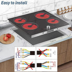 Noxton Electric Cooktop 24 Inch, Knob Control 4 Burners Electric Stovetop, Built-in Radiant Ceramic Stove, Residual Heat Indicator, Overheating protection, 6000W 220-240V Hard Wired (No Plug)
