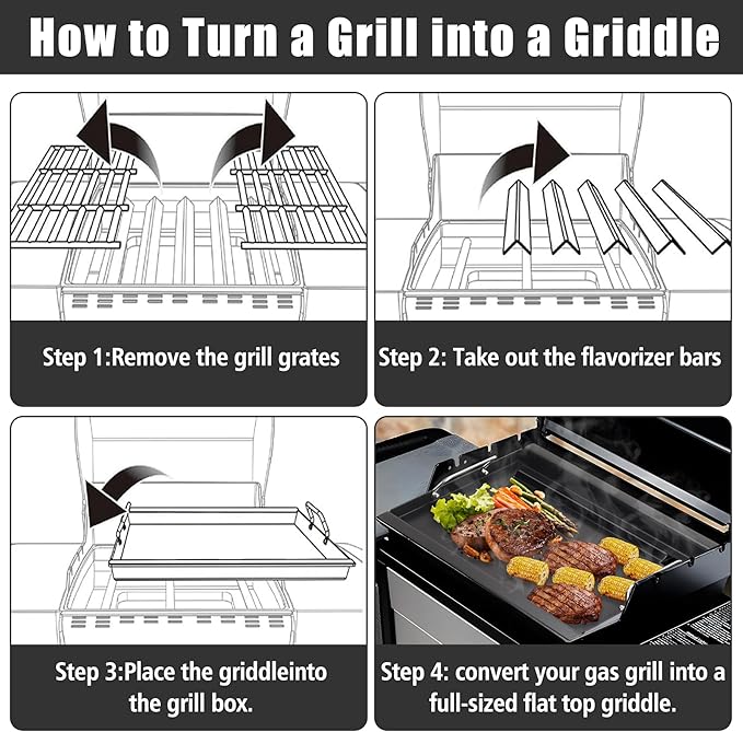 SafBbcue Full Size Griddle Inserts for Nexgrill Replacement Parts 720-0925 720-0925P 720-0925PG Flat Top Griddle for Nexgrill Parts 720-0340 720-0718A, Carbon Steel