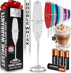 Zulay Kitchen Whisk Milk Frother with 4 Duracell Batteries - Powerful Handheld Foam Maker for Coffee, Lattes, Matcha, Hot Chocolate & Cappuccinos - Whip Creamy Froth in Seconds