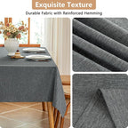 Faux Linen Fabric Rectangle Grey Table Cloth, 55 x 70 Inch Textured Stain Resistant & Washable Gray Rectangular Tablecloth, Reusable for Dinning Kitchen Party,
