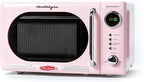 Nostalgia Retro Compact Countertop Microwave Oven - 0.7 Cu. Ft. - 700-Watts with LED Digital Display - Child Lock - Easy Clean Interior - Pink