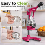 Zulay Kitchen Cast Iron Juicer - Easy-to-Clean Heavy-Duty Manual Juicer, Professional Citrus Juicer - Stainless Steel Lemon Squeezer - Manual Citrus Press & Orange Squeezer - Orange Juicer