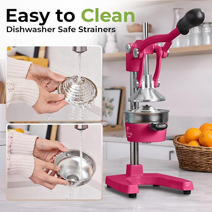 Zulay Kitchen Cast Iron Juicer - Easy-to-Clean Heavy-Duty Manual Juicer, Professional Citrus Juicer - Stainless Steel Lemon Squeezer - Manual Citrus Press & Orange Squeezer - Orange Juicer