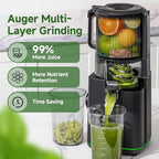 Cold Press Juicer, 3-in-1 Juicer Machines with 6.5" Large Feed Chute for Whole Fruits & Vegetables, 100oz Large Capacity for Family Use, Makes Juice, Nut Milk & Sorbet