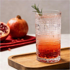 Crystal Highball Glasses Set Of 6-14 Ounce Clear Tom Collins Glasses - Textured Designer Glassware For Whiskey,Drinks, Water, Beer, Soda