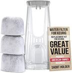 Keurig Filter Replacement Starter Kit - Water Filters for Keurig 2.0, K-Duo, K-Duo Hot & Iced, K Duo Essentials, K-Compact Coffee Makers by PureHQ - Includes Short Filter Holder and 3-Pack Cartridges
