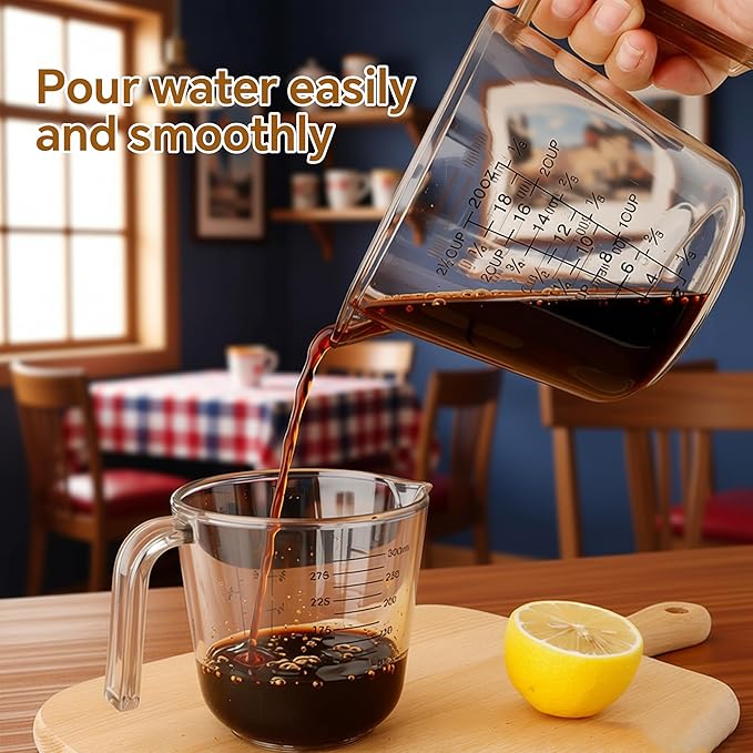Plastic Measuring Cups Set, 3PCS with Pour Spout & Handle, Multi-Scale (cup | oz | ml) Stackable Liquid & Dry Measuring Tools for Baking Cooking, Essential Kitchen Gadgets (Coffee Brown)