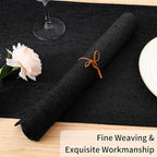 Homaxy Cloths Placemats for Dining Table Set of 6, Heat Resistant Washable Cotton Linen Blend Table Mats, Easy to Clean Place Mats for Indoor Outdoor Party Kitchen Decoration, 13" x 19", Black
