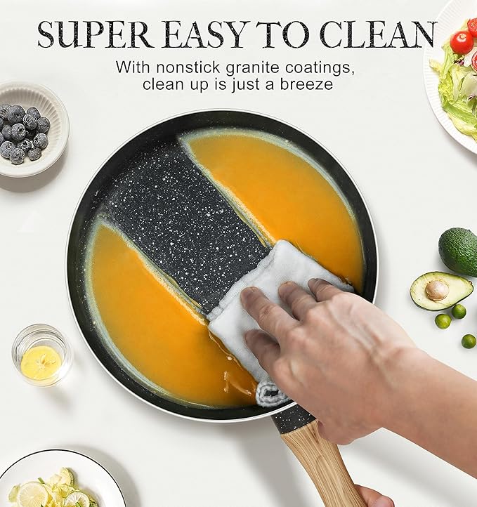 MICHELANGELO Saucepan Set, Nonstick Sauce Pans with Granite Coatings, Stone Sauce Pan with Lids, Non Stick Pot Sets, Sauce Pots 3 Piece, 1Qt, 2Qt & 3Qt