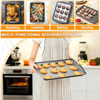 Baking Pan Set of 3 - Carbon Steel Baking Sheets Set, 17 Inch, Nonstick Cookie Sheets for Baking, Rust & Warp Resistant & Stackable, Nontoxic & Heavy Duty & Easy Clean