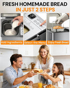 OSIPOTO Bread Maker, 2LB Stainless Steel Bread Machine, 17-in-1 Automatic Settings, Non-Stick Pan, Beginner-Friendly Controls, Easy to Clean, Low Noise, High Success Rate for Homemade Bread