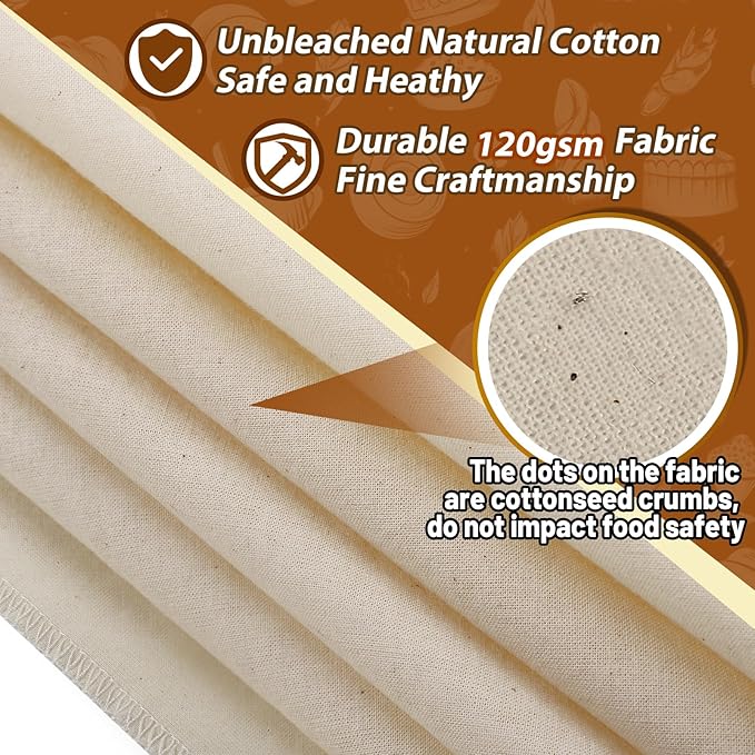 6pcs 100% cotton Tea Towels for Baking Sourdough - 28" Unbleached Bread Basket Flour Sack Towels, Proofing Cover Cloth for Dough Raising Baguettes Loaves Ciabatta, Bread Making Accessories Bakers Gift