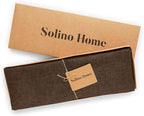 Solino Home Linen Placemats Set of 4-100% Pure Linen Chambray Brown Cloth Placemats 14 x 19 Inch - Athena