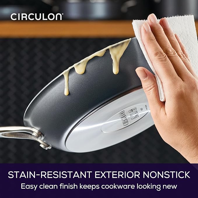 Circulon A1 Series with ScratchDefense Nonstick Induction Frying Pan Set, 6-Piece Cooking Pans Set, Induction Cookware, Graphite