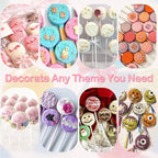 Round Cake Pop Mold Set with 50PCS Sticks Bags Ties,1.75 Inch Cake Pop Cutter and Pusher,Dishwasher Safe Baking Molds for Birthday Wedding Kids Party Desserts-Pink