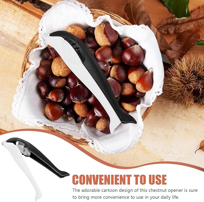 FOMIYES Chestnut Opener Nutcracker Clip Black Stainless Steel Manual Chestnut Cutter Handheld Walnut Cracker Tool for Home Kitchen Specialty Gadget