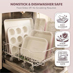 Gotham Steel 6 Pc Stackable Baking Pans Set, 70% Space Saving Design, Ceramic Bakeware Sets Non Toxic Made Without PFOA PFOS, with Baking Sheet Tray, Cake & Muffin Pans, Oven & Dishwasher Safe