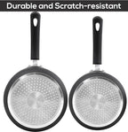 Utopia Kitchen Nonstick Stock Pot Saucepan Set with Lids, 2 Quart and 3 Quarts Multipurpose Stock Pots Set for Home, Kitchen or Restaurant, Grey & Black