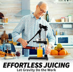 Zulay Kitchen Extra Tall Citrus Press Manual Juicer - Manual Orange Juice Squeezer, Fits Tumblers, Tall Glasses and Cups - Fruit Press & Juice Press, Juice Presser Machine & Citrus Juicer Manual