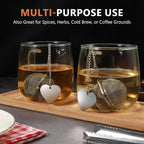 Tea Infuser for Loose Leaf Tea 2 Pack – 2" 304 Stainless Steel Tea Strainer Ball with Bonus Tea Scoop Clip – Extra Fine Mesh, Rustproof, Easy to Clean – DIKSEFN