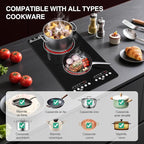 Electric Cooktop 2 Burner: 12 Inch Built-in Electric Stove Top with Dual Heating Rings, Child Lock & Keep-Warm – Portable Countertop Burner for Kitchen, RV, Apartment, All Cookware Compatible