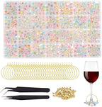 BLSUREFYX 30 Sets DIY Wine Glass Charms 650 Letter Beads 50 Heart-Shaped Bead 60 Golden Beads 30 Charm Rings 2 Tweezers Custom Charms Wine Glass Marker for Cocktail Party Decoration Luminous