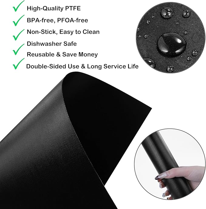 4Pcs Reusable Air Fryer Liners for Ninja, 12 × 12in Non-Stick Oven Liners for Toaster Oven, Microwave/Grill Baking Mat, 450°F Pre-Cut Square Mat for Ninja SP101/SP201/SP301/SP351, Kitchen Accessories