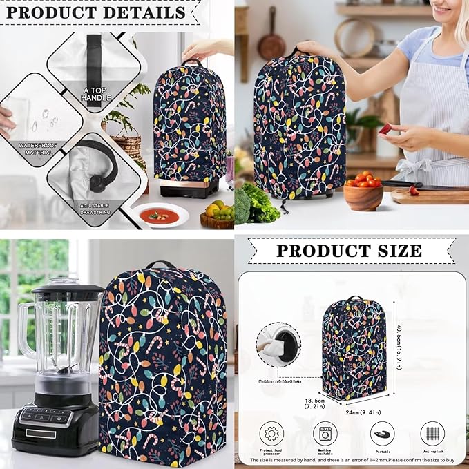 Christmas String Lights Blender Slow Cooker and Toaster Cover 2 Slice Kitchen Accessories Set for Coffee Maker, Stand Mixer & Microwave Counter Decor 3PCS