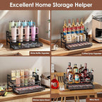 Water Bottle Organizer for Full Stanley 40 oz Tumbler with Handle, 2 Tier Tumbler Organizer for 8 Cups, Kitchen Pantry Organizers and Storage for Owala Stanley Cup Accessories, Black