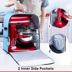 BAGSPRITE Stand Mixer Cover with Appliance Sliders Base Compatible with KitchenAid Mixer-Storage Bag for 4.5/5 Quart with Pockets for Kitchen Aid Accessories and Attachments