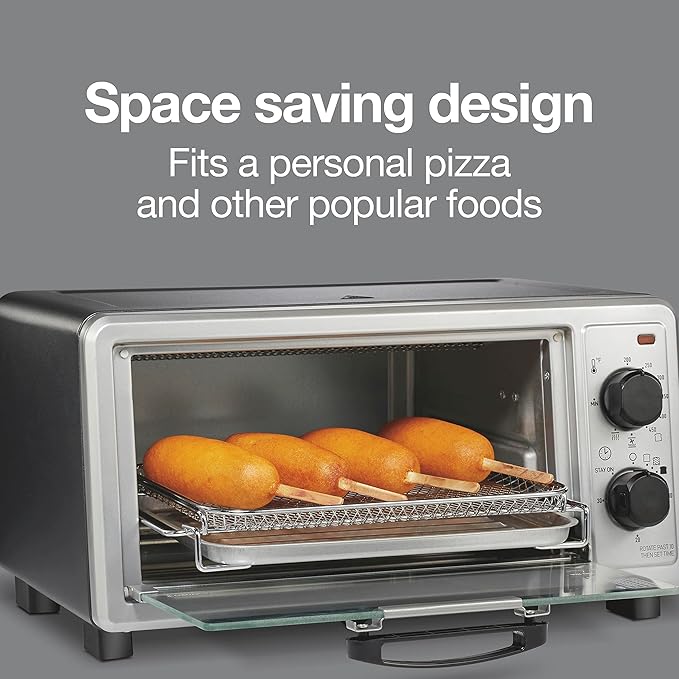 Proctor Silex Simply-Crisp Air Fryer Toaster Oven Combo with 4-in-1 Functionality (Air Fry, Bake, Broil & Toast), 1200 Watts, Fits 4 Slices or Personal Pizza, Auto Shutoff, Black (31265)
