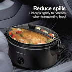 Hamilton Beach Stay or Go Portable Slow Cooker with Lid Lock, Dishwasher-Safe Crock, 6-Quart, Black 33261