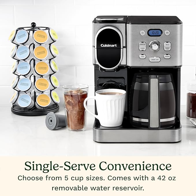 Cuisinart 12-Cup Coffee Maker, Single-Serve Brewer Glass Carafe, Automatic Hot & Iced Coffee Machine, Brew Strength Control and Pause, SS-16, Stainless Steel