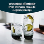 Libbey Polaris Tumbler and Rocks Glass Cups Set, Smoke Hue Mixed Drink Glasses with Straight Lines, Lead-Free, Drinkware Set of 16 for all Beverages