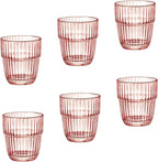Bormioli Rocco Barshine 10.38 oz. Rocks Stackable Tempered Drinking Glasses, Set of 6, Peach