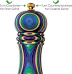 Baltique Mumbai Pepper Grinder – 8 Inch Colorful Wooden Pepper Mill with Adjustable Stainless Steel Grinding Mechanism – Manual Wood Pepper Grinder for Kitchen or Table Use