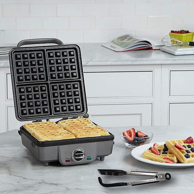 Mini Waffle Tongs by StarBlue – 8 Inches Silicone and Nylon Serving Tongs with Non-Slip Smooth Handles, Non-Scratch and Dishwasher Safe, Multipurpose Spatula Tongs for Belgian Waffle Serving