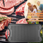 Reversible Cast Iron Griddle Plate for Gas Grill, Stovetop Grill Pan for Electric Stove, Pre-Seasoned Grill Griddle Pan for Gas Stove Top 2 Burner, Extra Large Stove Top Grill Plate 20" x 10.5"