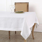 Solino Home Linen White Square Tablecloth 52 x 52 Inch - 100% Pure Linen Table Throw - Fete, Machine Washable Table Cloth for Winter, Christmas, Holiday, New Year