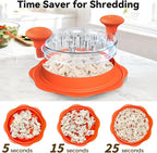 Ukeetap 10" Pro Chicken Shredder Tool Twist Large for Kitchen, BPA-Free Food-Safe Meat Grinder, Visible Chicken Breast Meat Shredder with Strong Anti-Slip Bottom & Ergonomic Handle, Orange