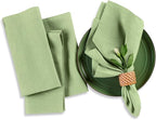 Solino Home Linen Napkins Set of 4-100% Pure Linen Laurel Green Dinner Napkins Cloth 20 x 20 Inch - Fete, Handcrafted and Machine Washable